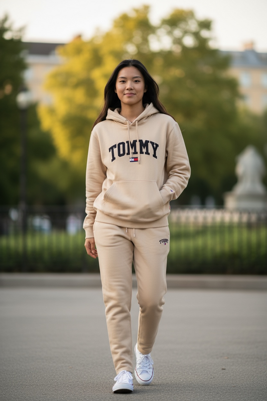 Women’s Beige Premium Fleece Tracksuit – Hoodie & Jogger Set