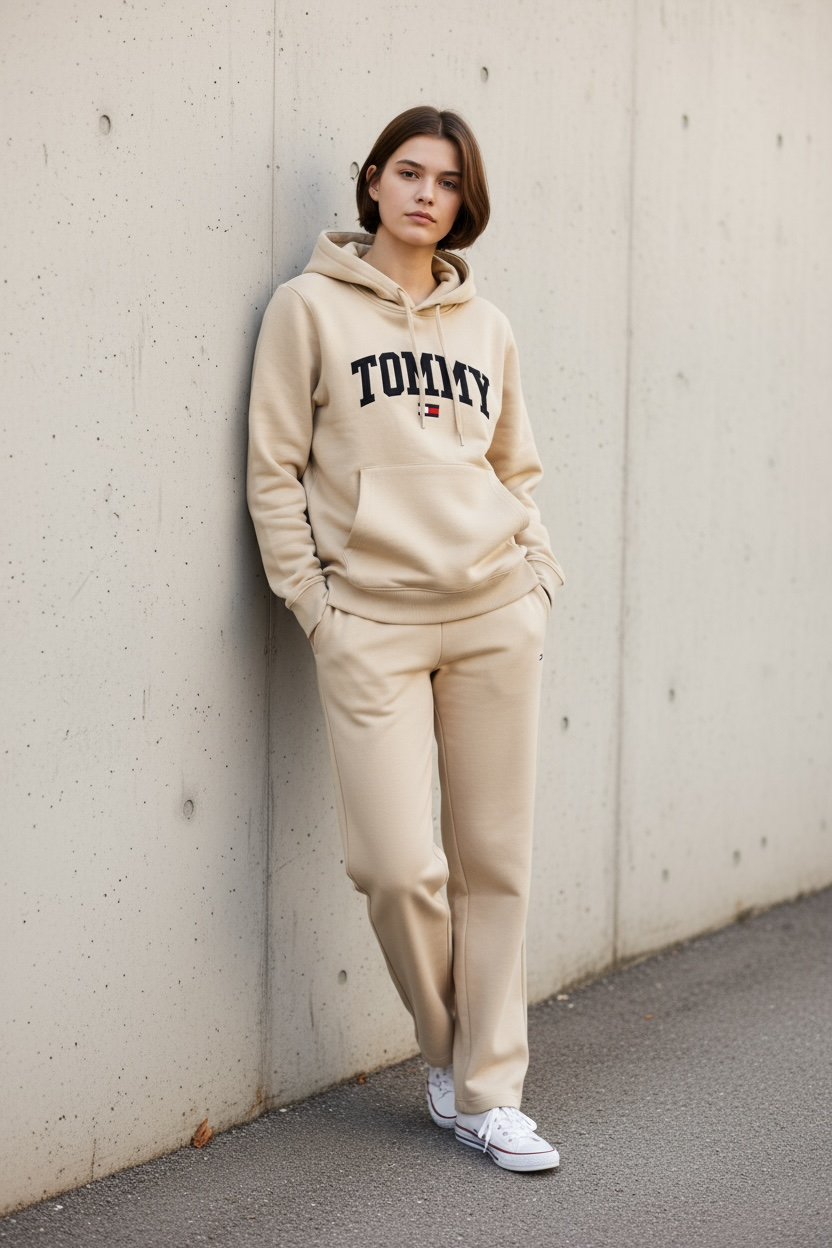 Women’s Beige Premium Fleece Hoodie & Joggers Set