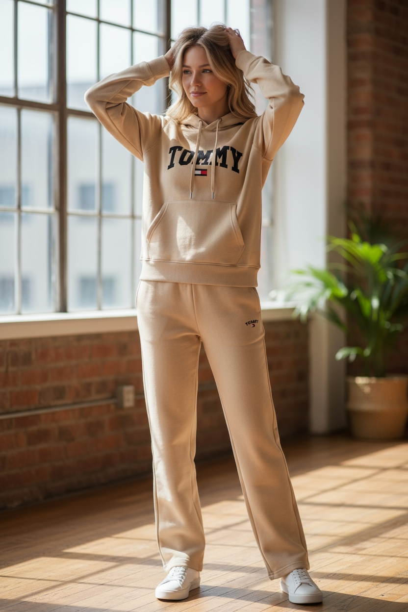 Women’s Beige Premium Fleece Hoodie & Joggers Set