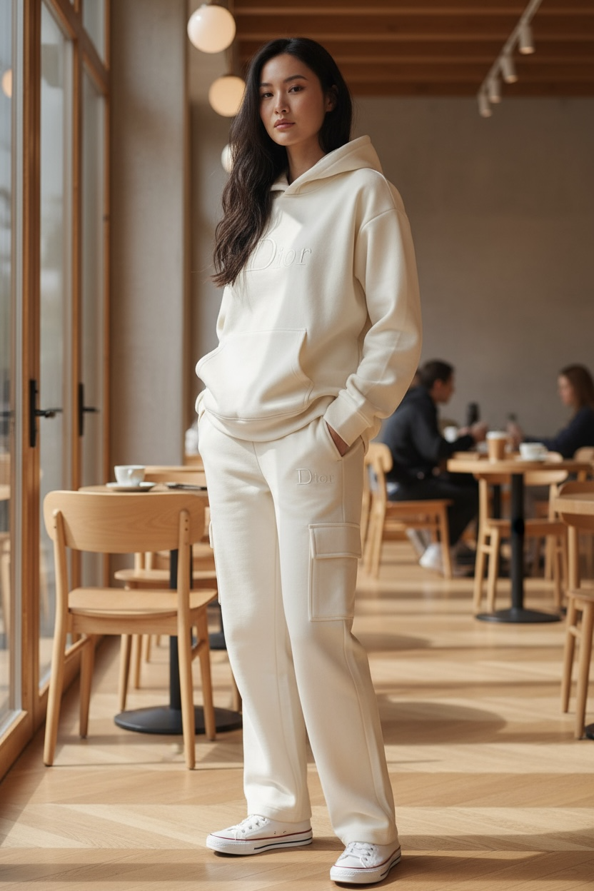 Women’s Cream Hoodie & Jogger Set