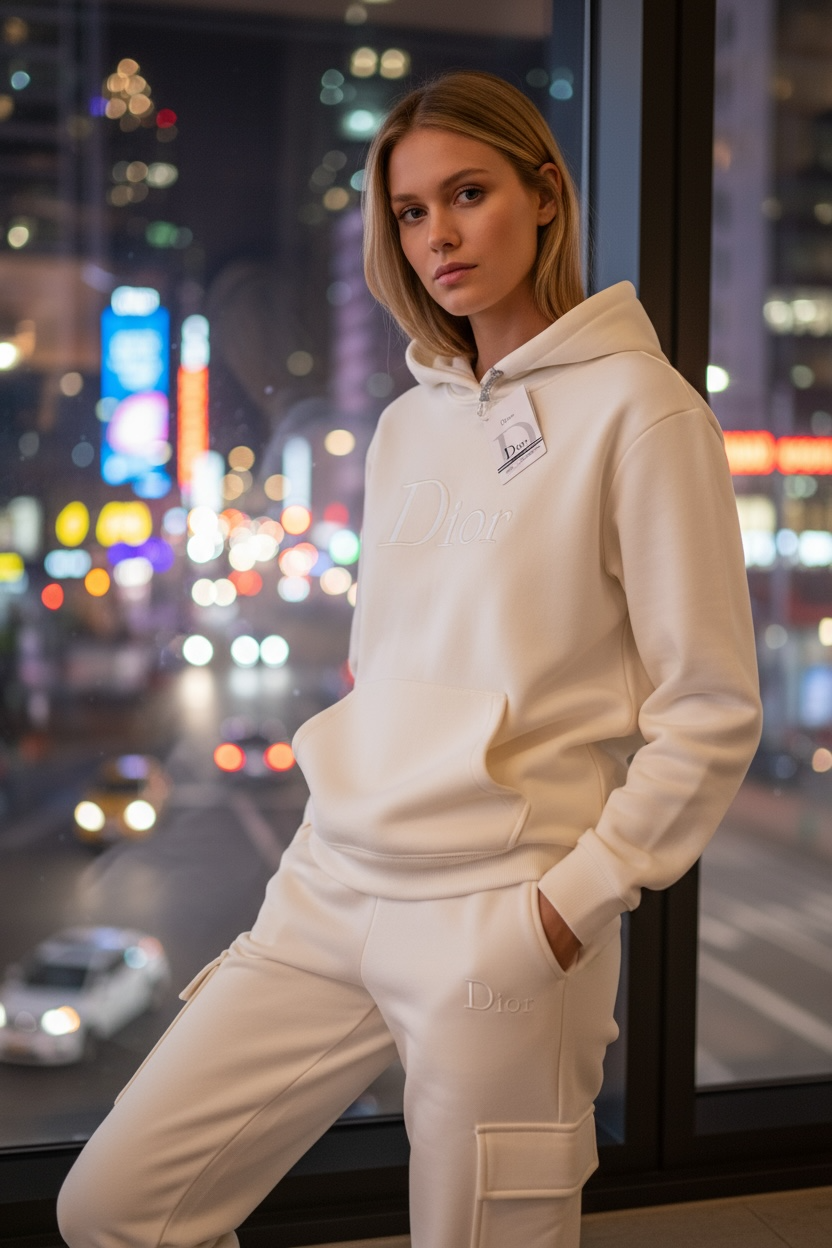 Women’s Cream Hoodie & Jogger Set