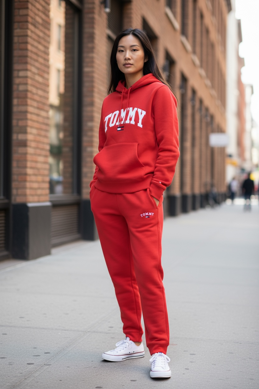 Red Fleece Tracksuit Co-ord Hoodie & Joggers