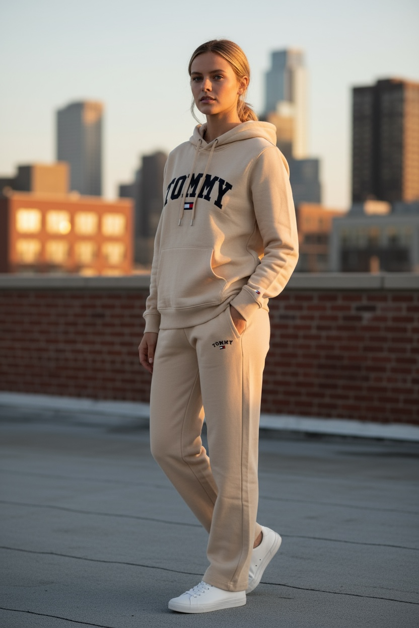 Women’s Beige Premium Fleece Hoodie & Joggers Set
