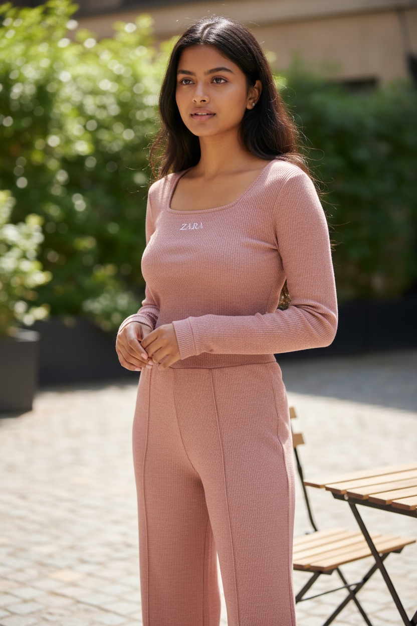 Women’s Ribbed Lounge Set – Dusty Pink