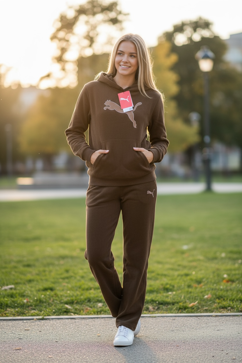 Brown Fleece Hoodie & Jogger Tracksuit Set