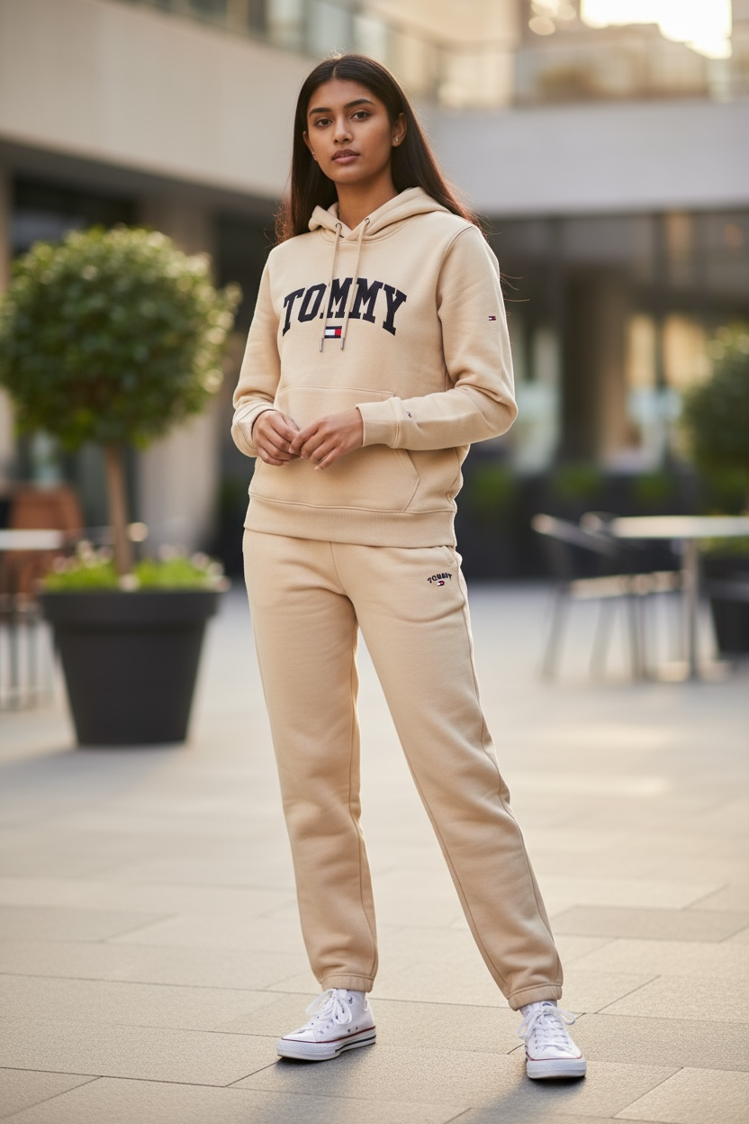 Women’s Beige Premium Fleece Hoodie & Joggers Set