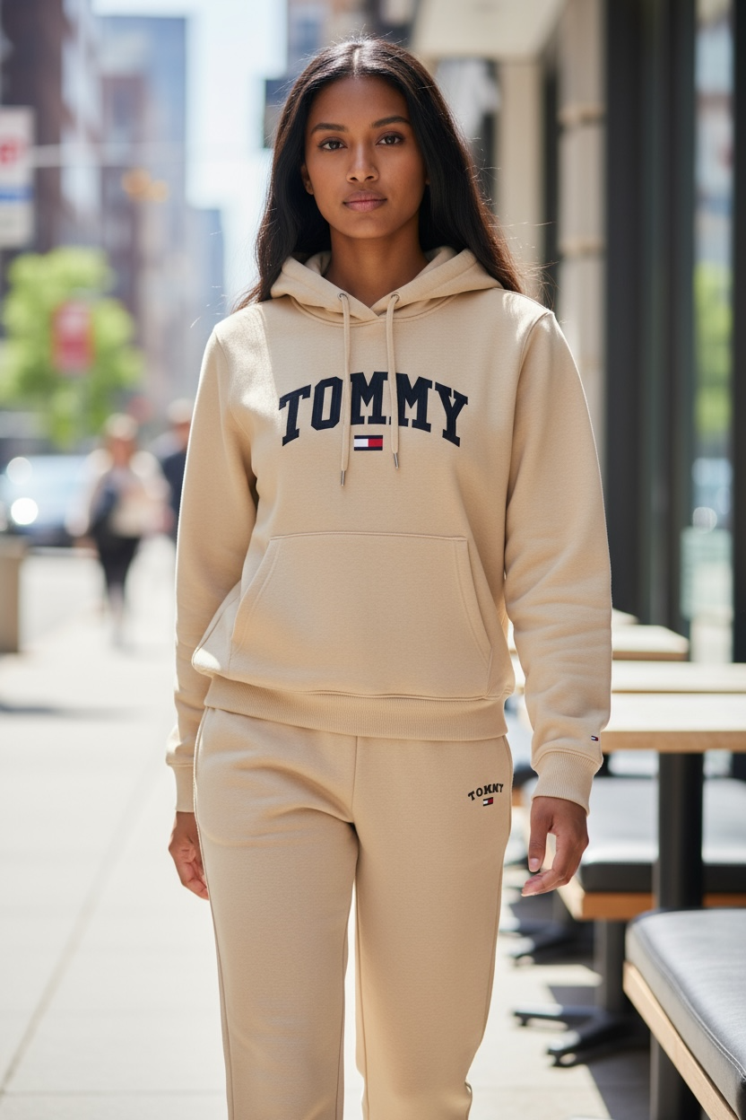 Women’s Beige Premium Fleece Hoodie & Joggers Set